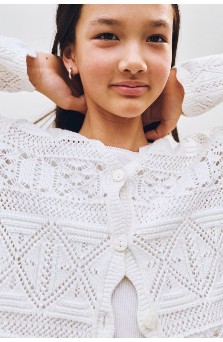 H&M Crochet-look Cardigan, Alternate, color, White