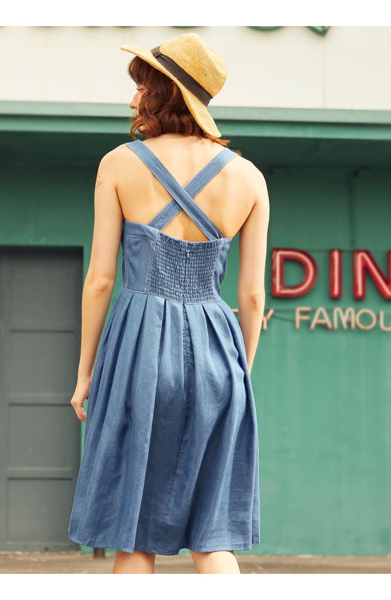 ModCloth Meet Me on Main Street Chambray Dress, Alternate, color, Vintage Blue