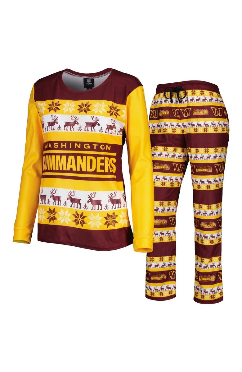 FOCO Women's FOCO Burgundy Washington Commanders Holiday Ugly Pajama Set, Main, color, Burgundy