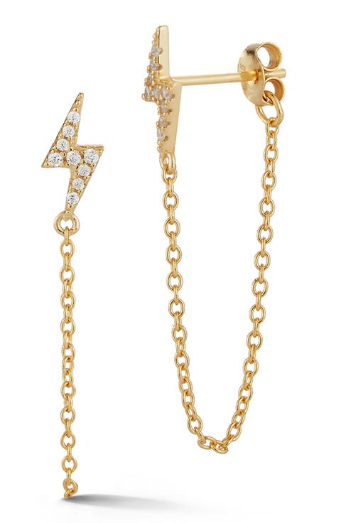Cubic Zirconia Bolt Chain Drop Earrings