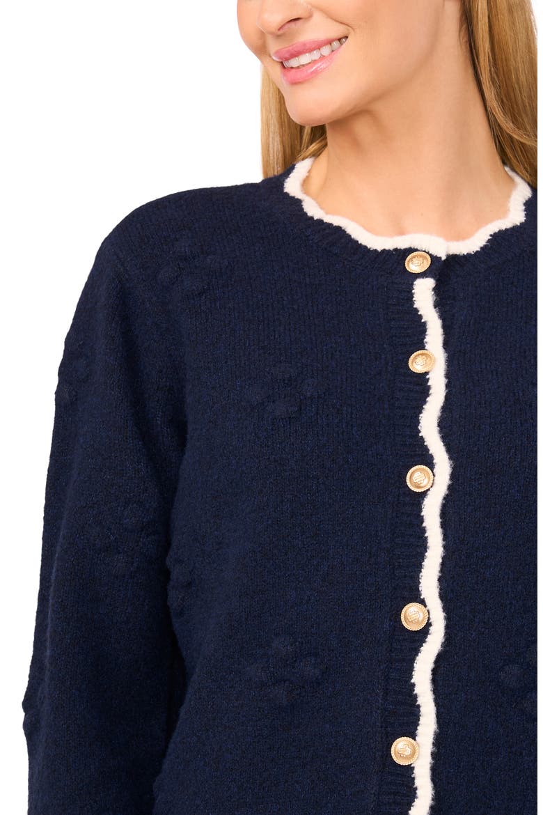 Scallop Edge Cardigan, Alternate, color, CLASSIC NAVY