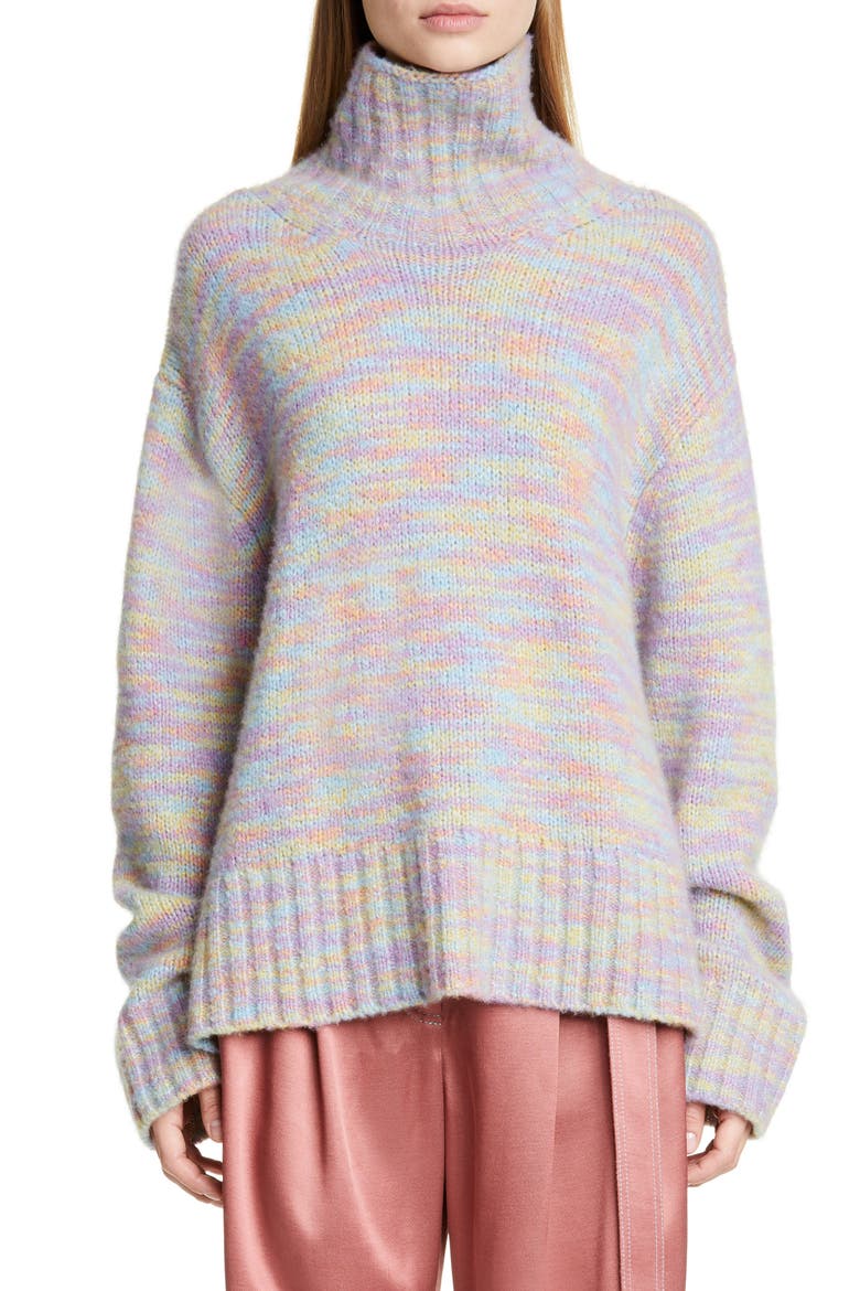 Yuki Multicolor Wool & Silk Turtleneck Sweater, Main, color, MULTI MULTICOLORED