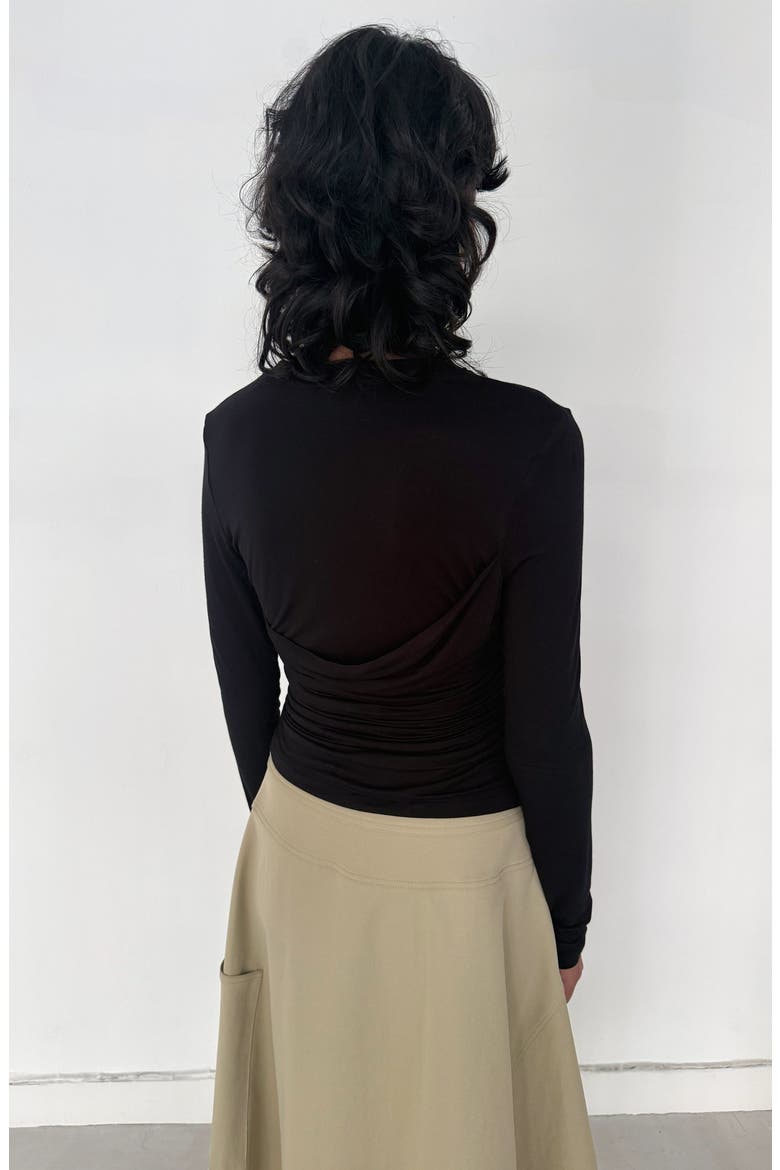 Shea Draped Long Sleeve Top, Alternate, color, Black