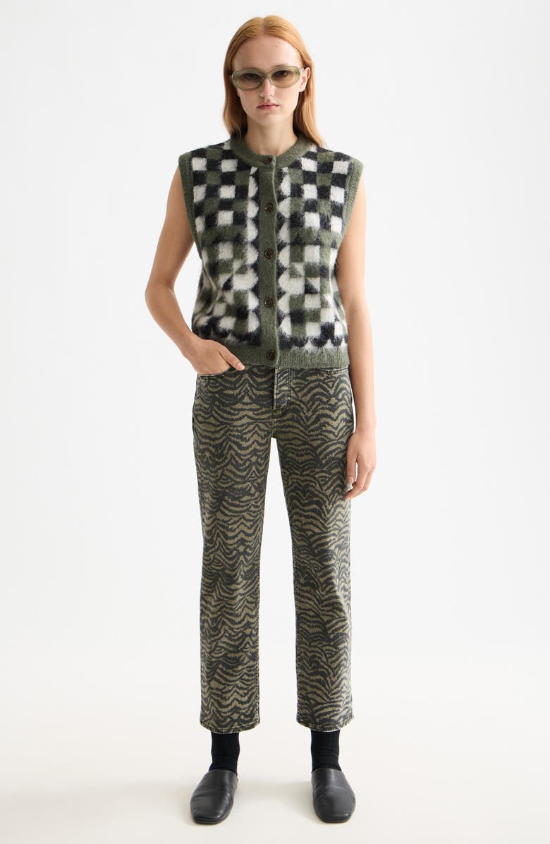 Scotch & Soda Fuzzy Jacquard Sweater Vest, Alternate, color, Thyme