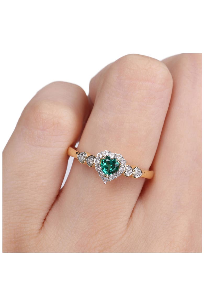 Gold-Tone Cubic Zirconia Heart Shape Ring, Alternate, color, GREEN