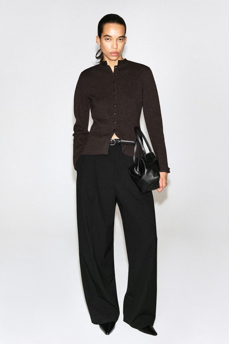 Merino Wool-Blend Cardigan, Alternate, color, BROWN MÉLANGE