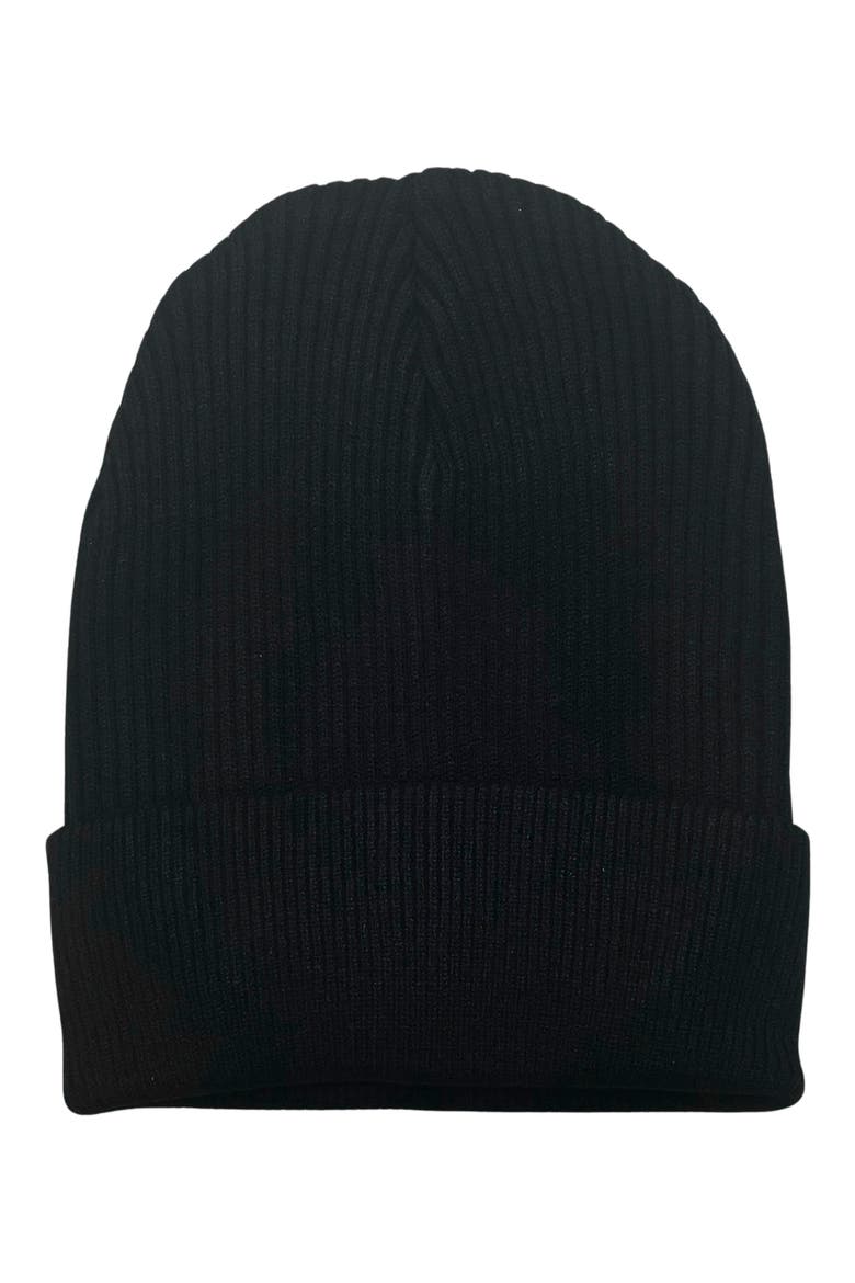 Rib Knit Cuff Beanie, Main, color, BLACK
