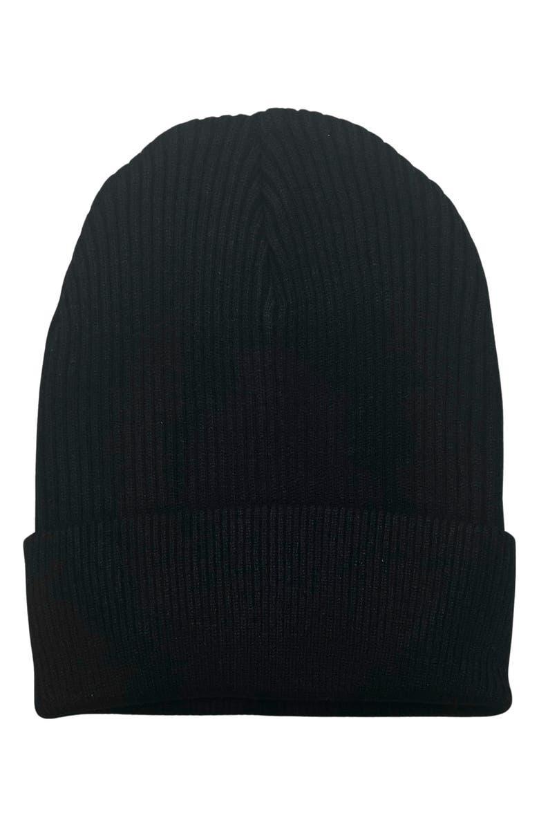 MARCUS ADLER Rib Knit Cuff Beanie, Main, color, Black