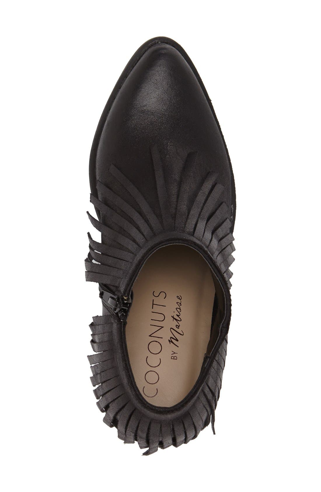 'Bayou' Fringe Bootie, Alternate, color, BLACK LEATHER