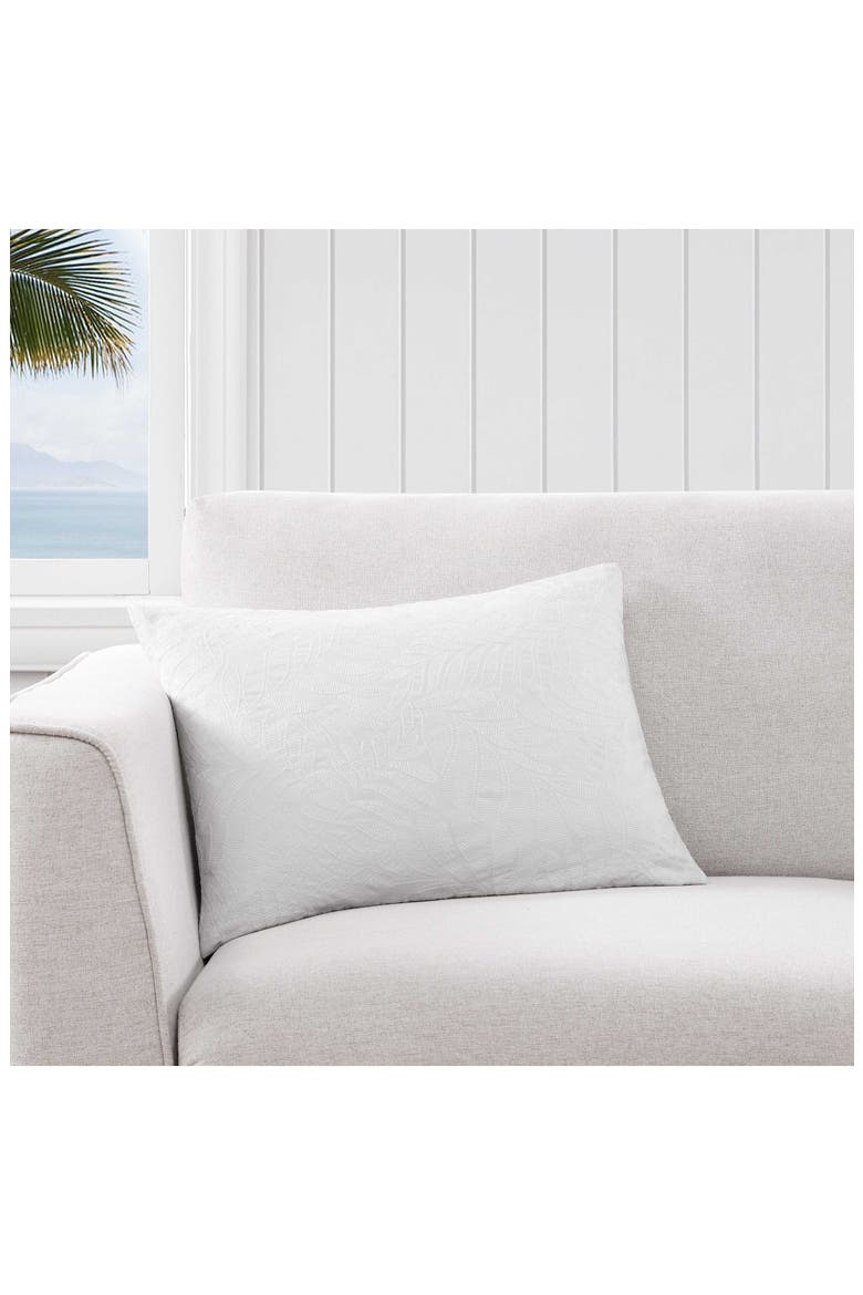 Island Estate Embroidered Leaf Throw Pillow, Alternate, color, WHITE
