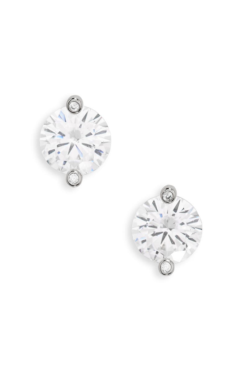 Kate Spade New York duo prong brilliant CZ stud earrings, Main, color, Clear/ Silver