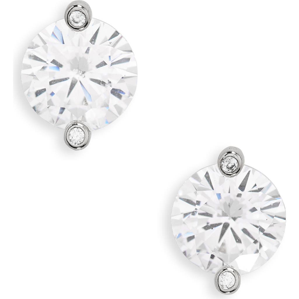 Kate Spade New York brilliant statements duo prong stud earrings in Clear/Silver at Nordstrom Rack