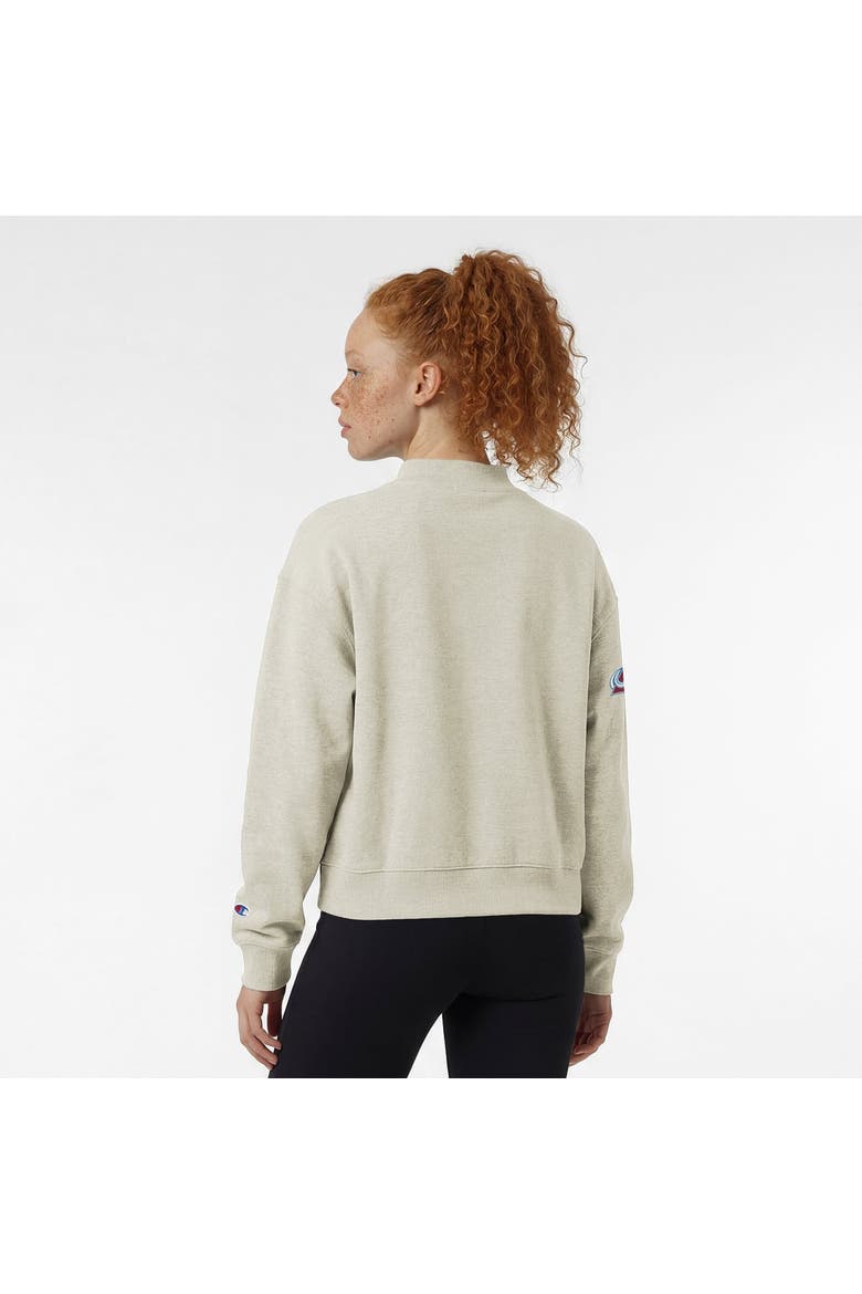 Women's Champion  Oatmeal Colorado Avalanche Collar Script Triumph Fleece Tri-Blend Sweatshirt, Alternate, color, Oatmeal