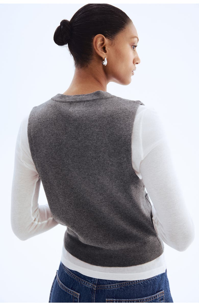 H&M Fine-knit Waistcoat, Alternate, color, Dark Gray Melange