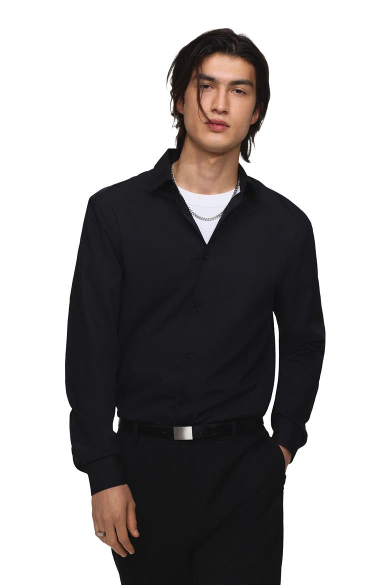 Slim Fit Easy-iron Shirt, Main, color, Black