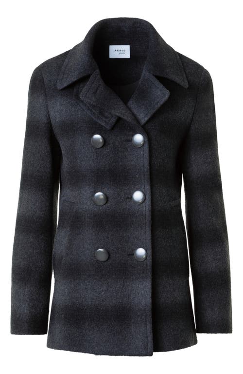 Akris Punto Blurred Check Brushed Wool Peacoat In Black