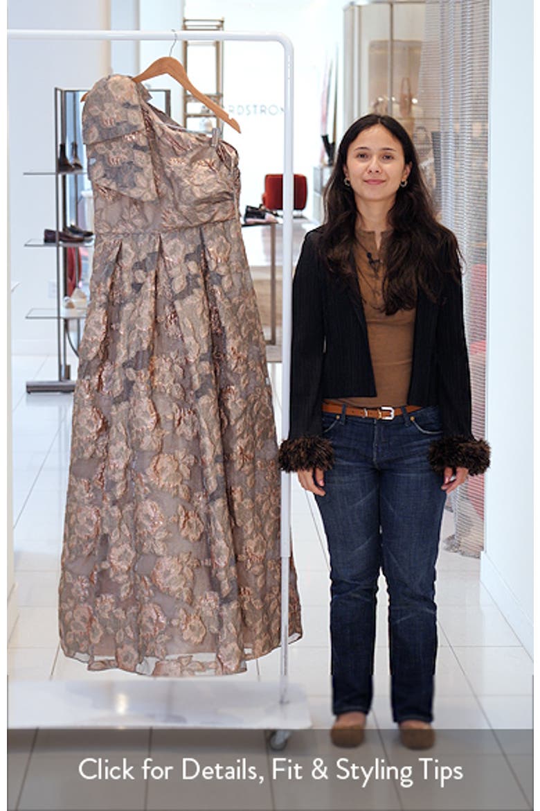 One-Shoulder Metallic Jacquard Gown video