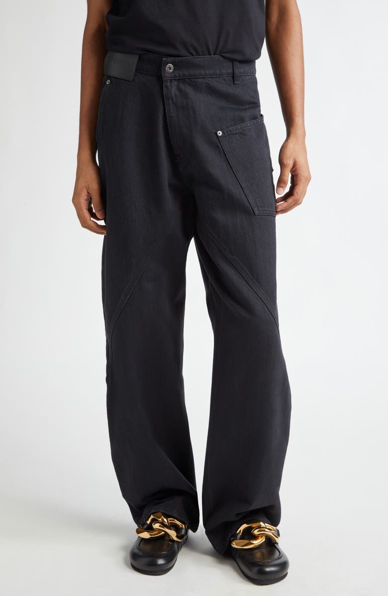 JW Anderson Twisted Workwear Jeans, Main, color, Black