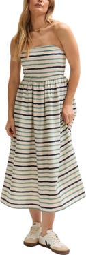 LILY AND LIONEL Regatta Sleeveless Bardot Neck Midi Dress