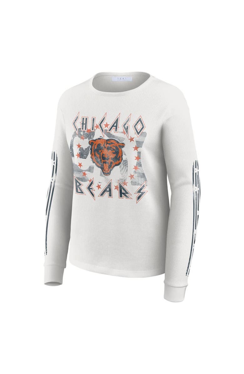 WEAR by Erin Andrews Women's WEAR by Erin Andrews White Chicago Bears Graphic Waffle Long-Sleeve T-Shirt, Alternate, color, White