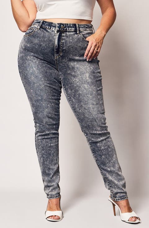 Acid Wash High Waist Skinny Jeans (Hadley) (Plus)