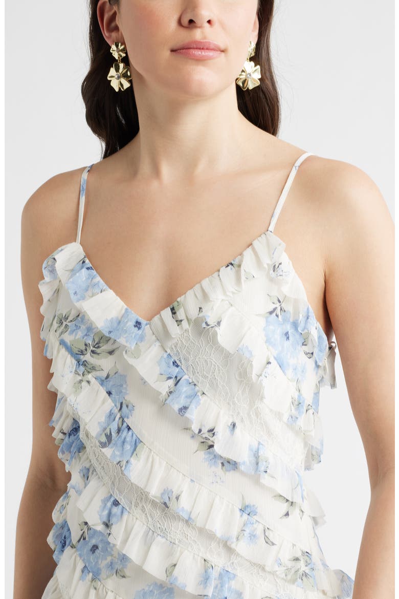 Ruffle & Lace Sleeveless Maxi Dress, Alternate, color, BLUE FLORAL