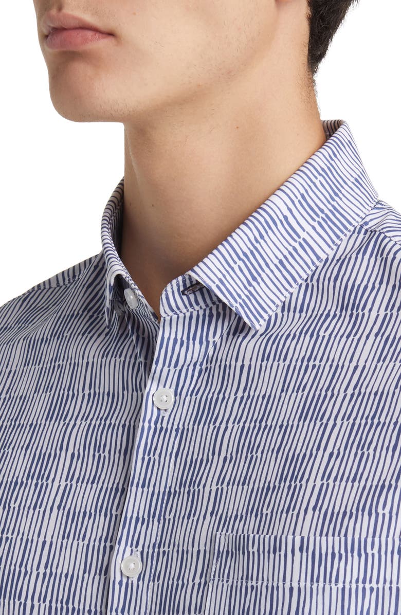 Mizzen+Main Leeward Trim Fit Coastal Fjord Short Sleeve Button-Up Performance Shirt, Alternate, color,