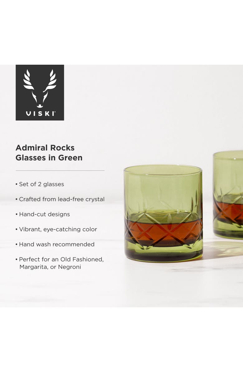 Viski Admiral Crystal Rocks Glasses, Alternate, color, Green