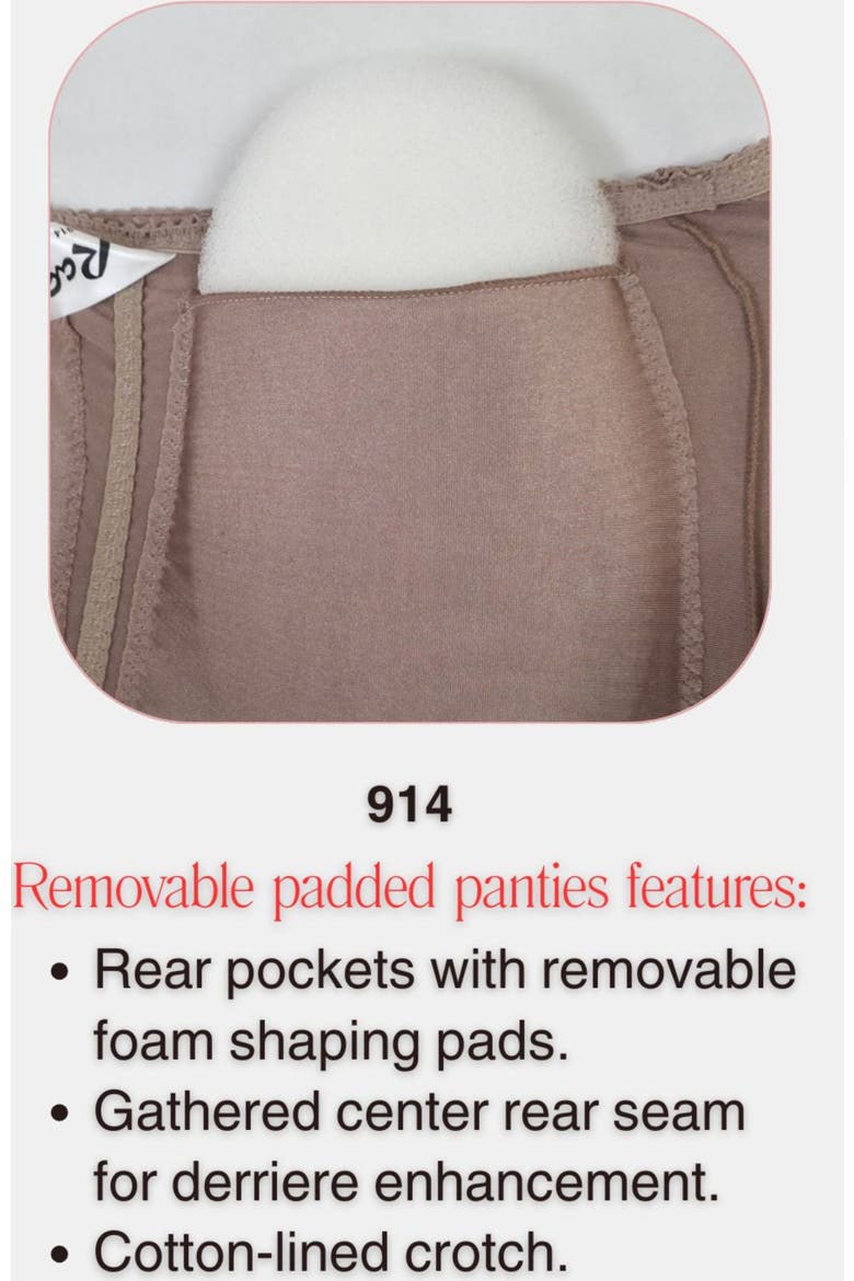 Padded Panty Brief With Removable Pads, Alternate, color, Mocha