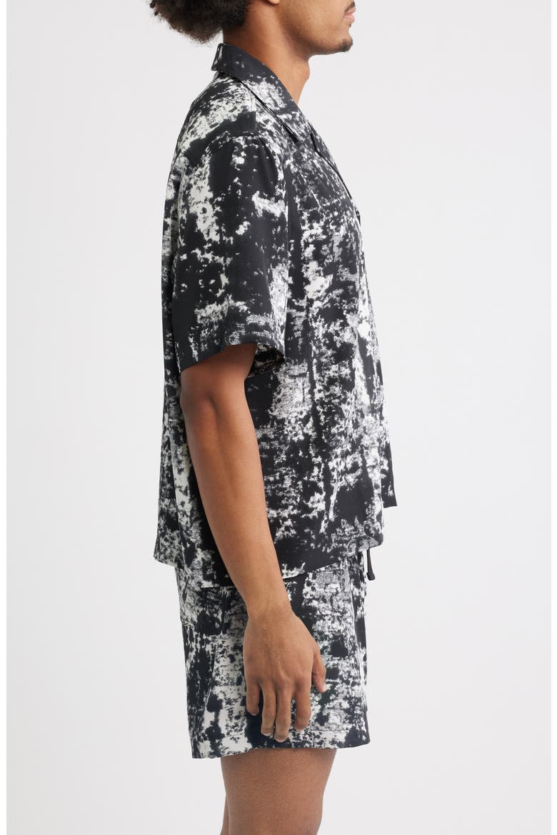 Jason Abstract Print Camp Shirt, Alternate, color, BLACK