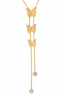 STEELTIME 18K Yellow Gold Plated Stainless Steel Butterfly Bolo Necklace
