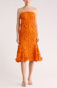 Simkhai Fleurella Strapless Butterfly Lace Midi Dress