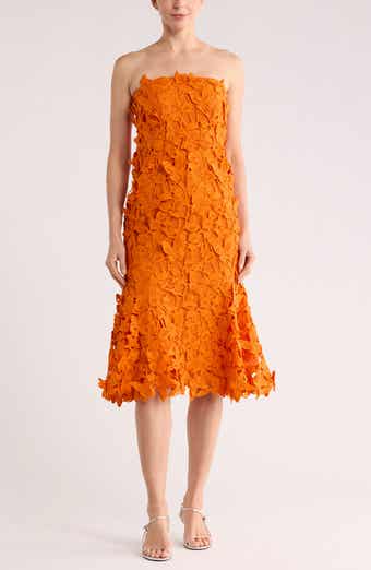 Simkhai Fleurella Strapless Butterfly Lace Midi Dress