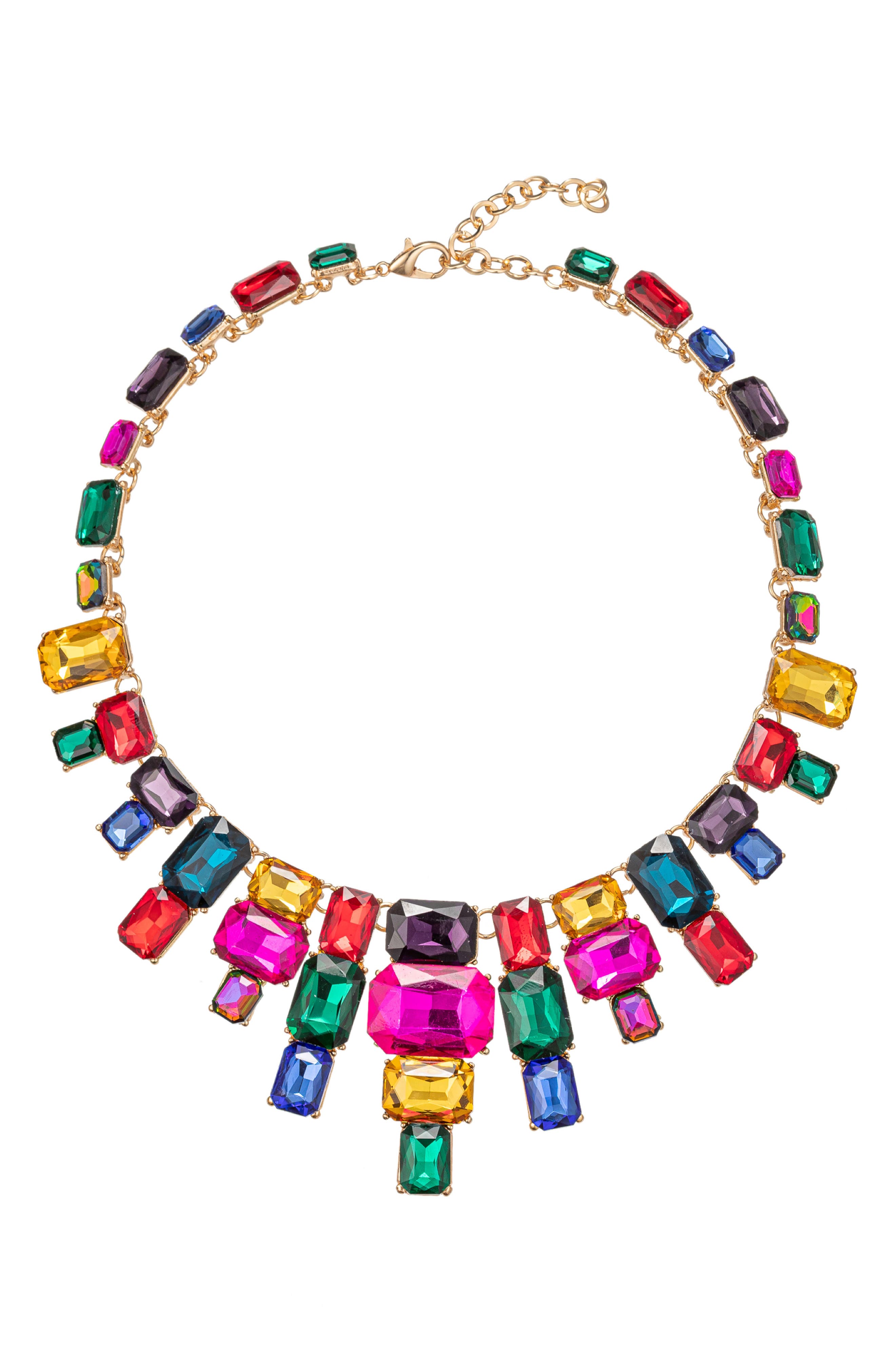 EYE CANDY LOS ANGELES Jamie Rainbow Crystal Statement Necklace