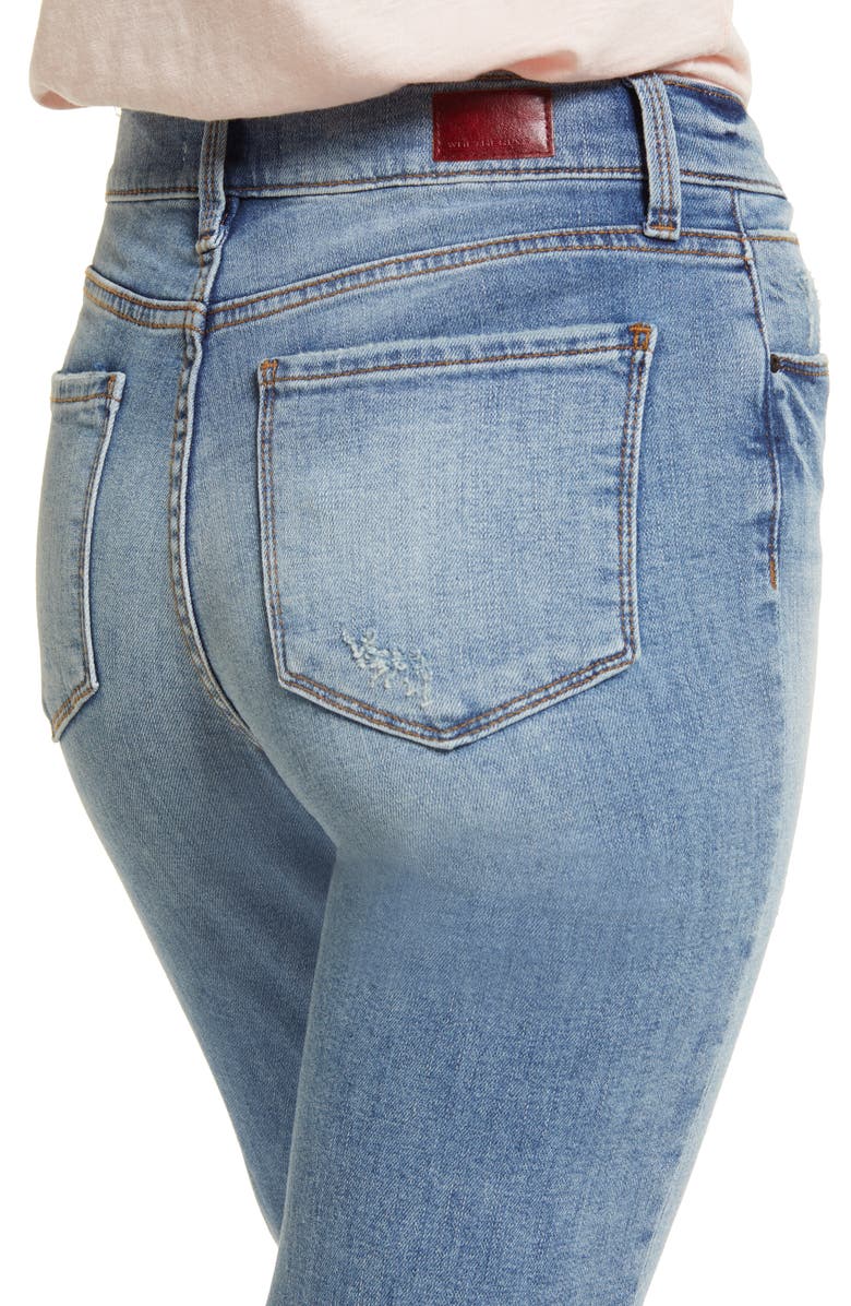 Whetherly Brandon High Waist Release Hem Ankle Straight Leg Jeans, Alternate, color, 