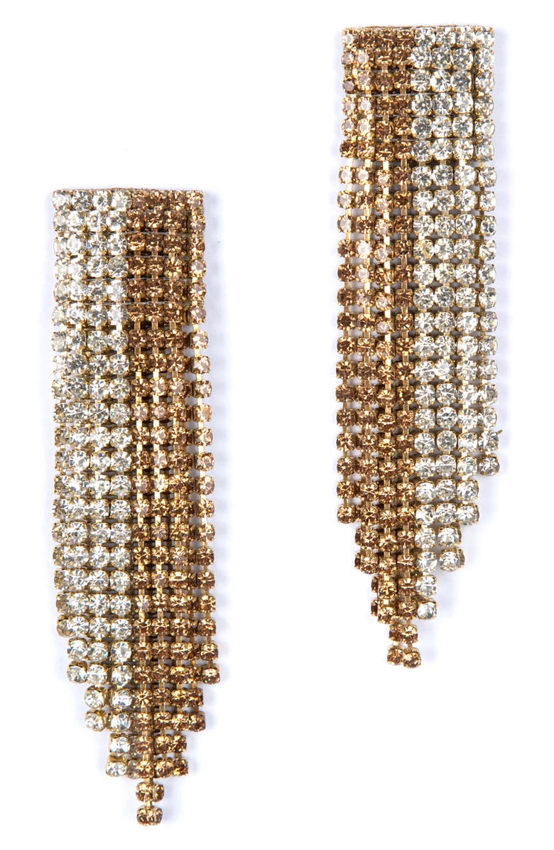Deepa Gurnani Araya Crystal Linear Drop Earrings, Main, color, Gold