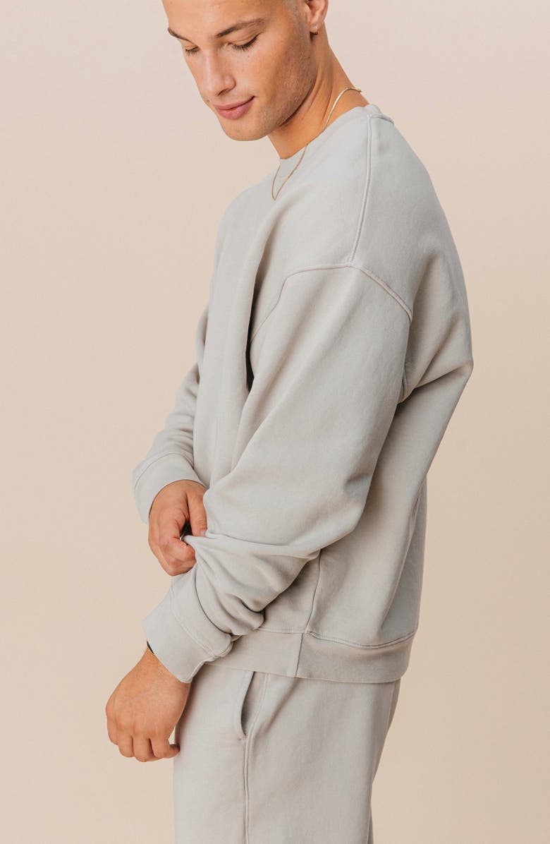 Ocio Men's Organic Cotton Teddy Oversized Crewneck, Alternate, color, Stone