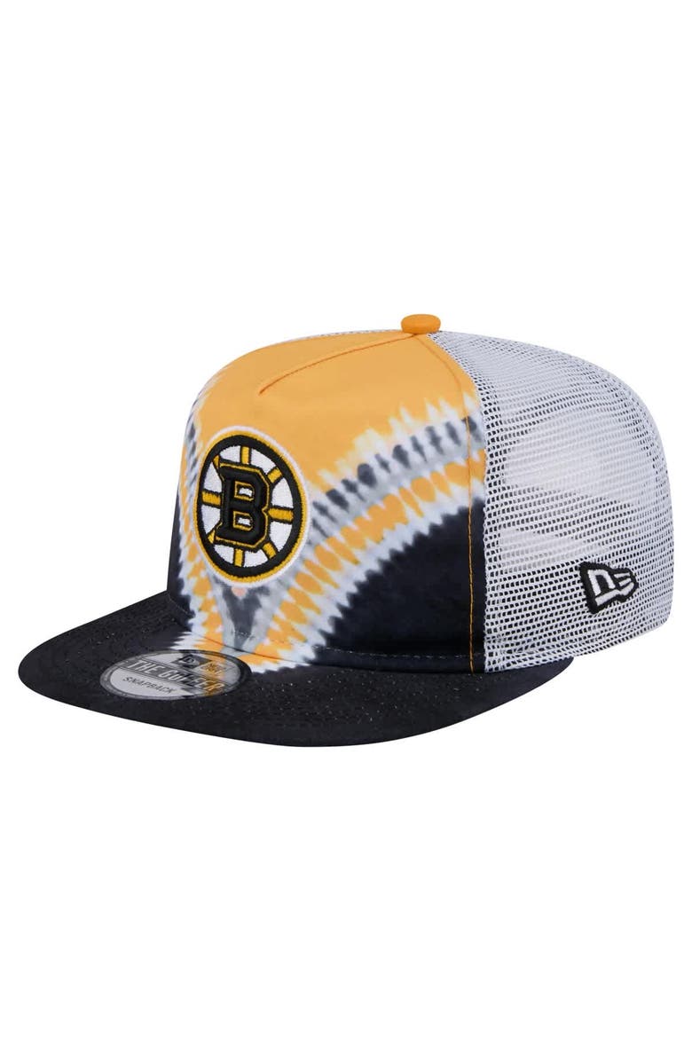 New Era Men's New Era Black/Gold Boston Bruins Throwback V-Dye Adjustable Golfer Hat, Main, color, Black