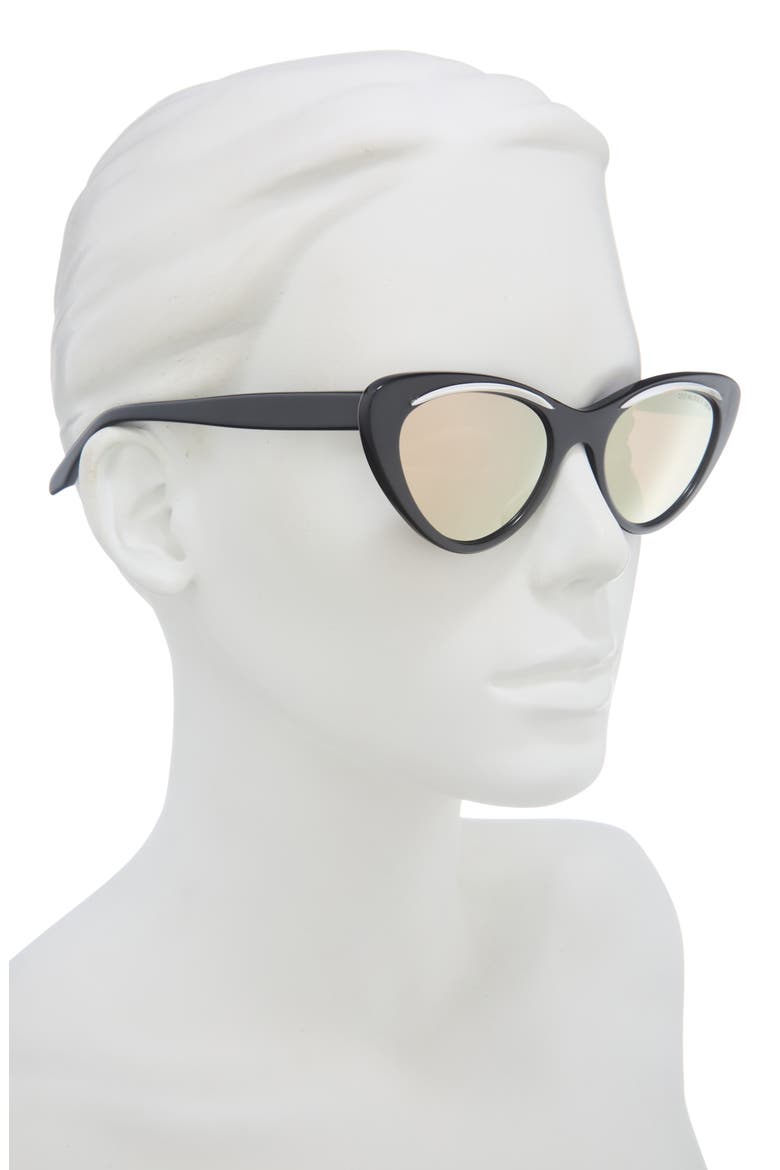 1321 Cat Eye Sunglasses, Main, color, WHITE ON BLACK