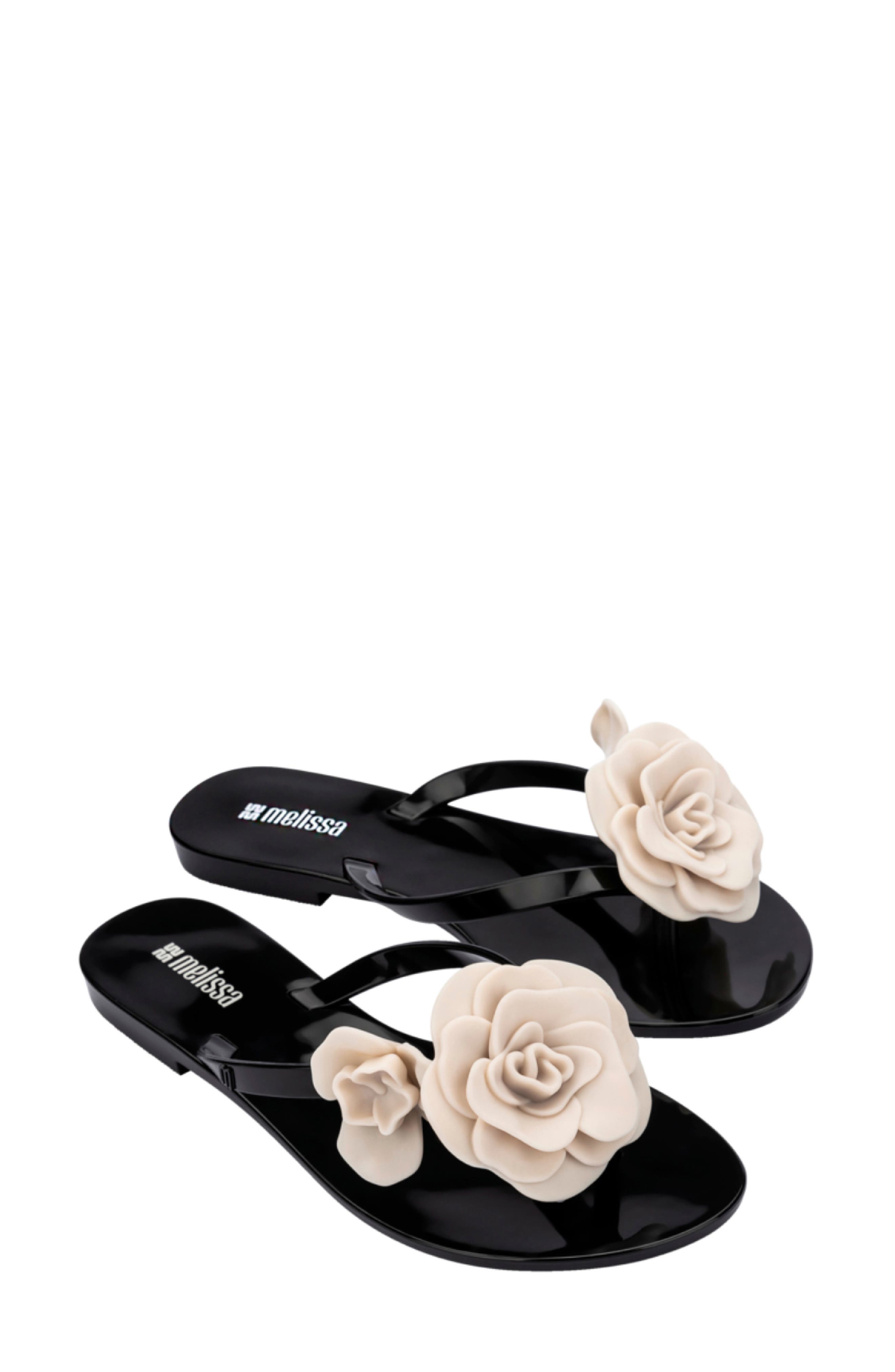 Melissa Harmonic Petals Flip Flop, Main, color, Black/ White