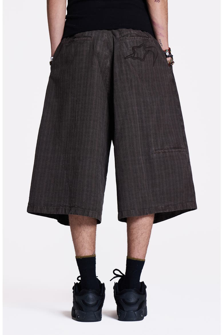 Goliath Brown Check Pleated Oversize Shorts, Alternate, color, BROWN