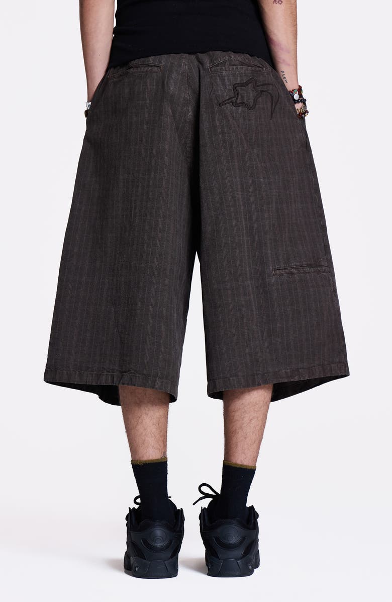 JADED LONDON Goliath Brown Check Pleated Oversize Shorts, Alternate, color, Brown