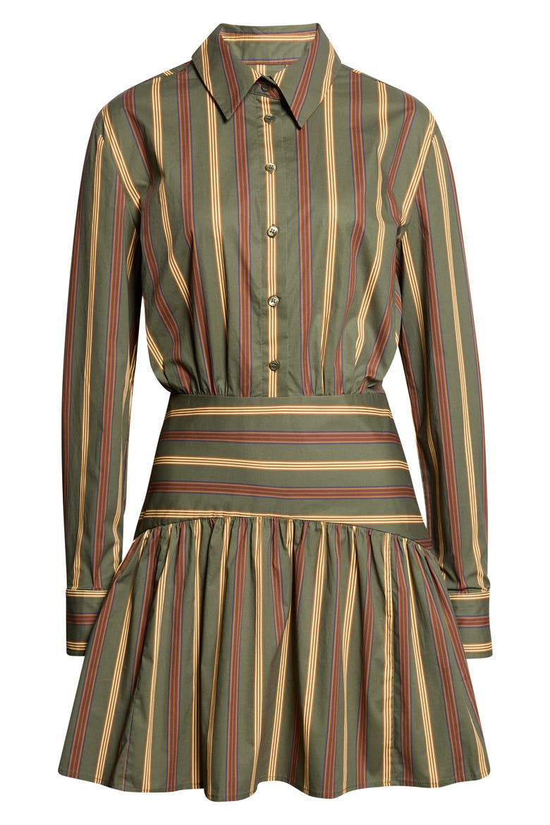 Rocco Stripe Long Sleeve Mini Shirtdress, Alternate, color, DARK OLIVE STRIPE