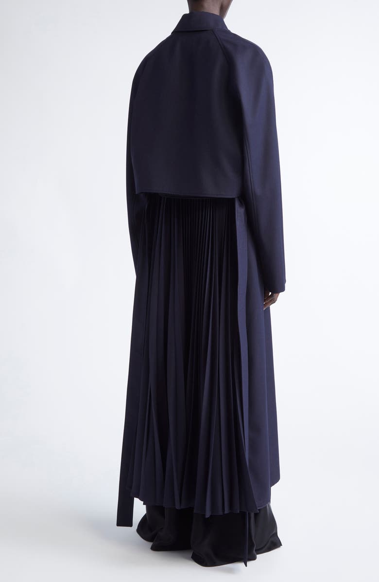 FFORME Lennox Belted Pleated Trench Coat with Detachable Sleeves, Alternate, color, Navy