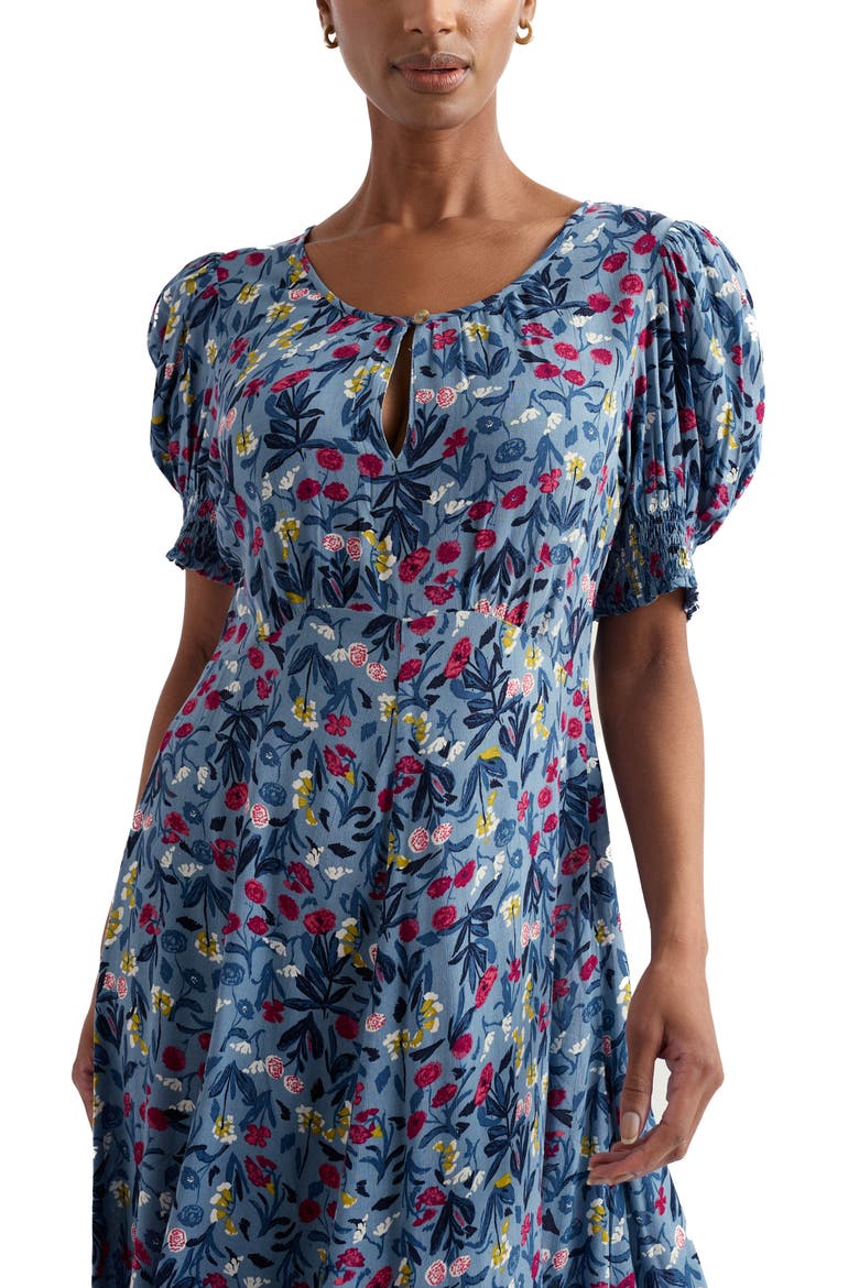 Marsh Violet Floral Dress, Alternate, color, SPRING STEMS SEASCAPE MIX