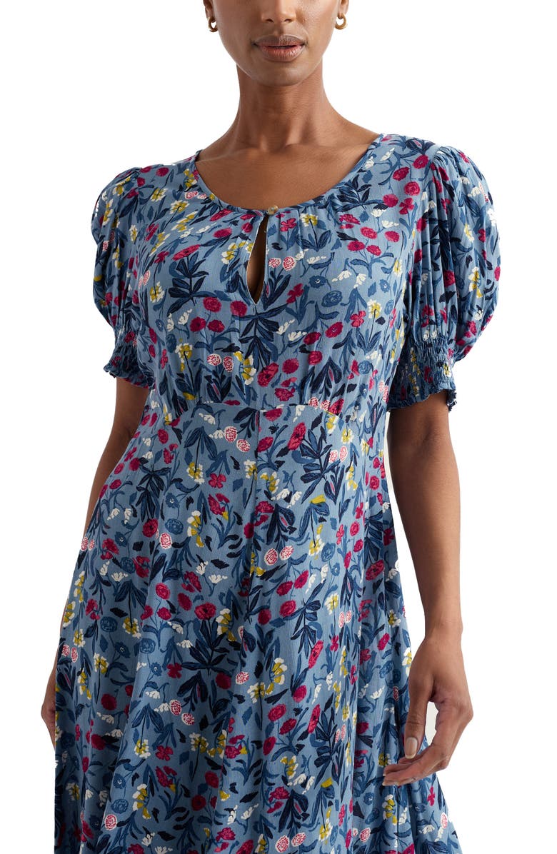 Seasalt Cornwall Marsh Violet Floral Dress, Alternate, color, Spring Stems Seascape Mix