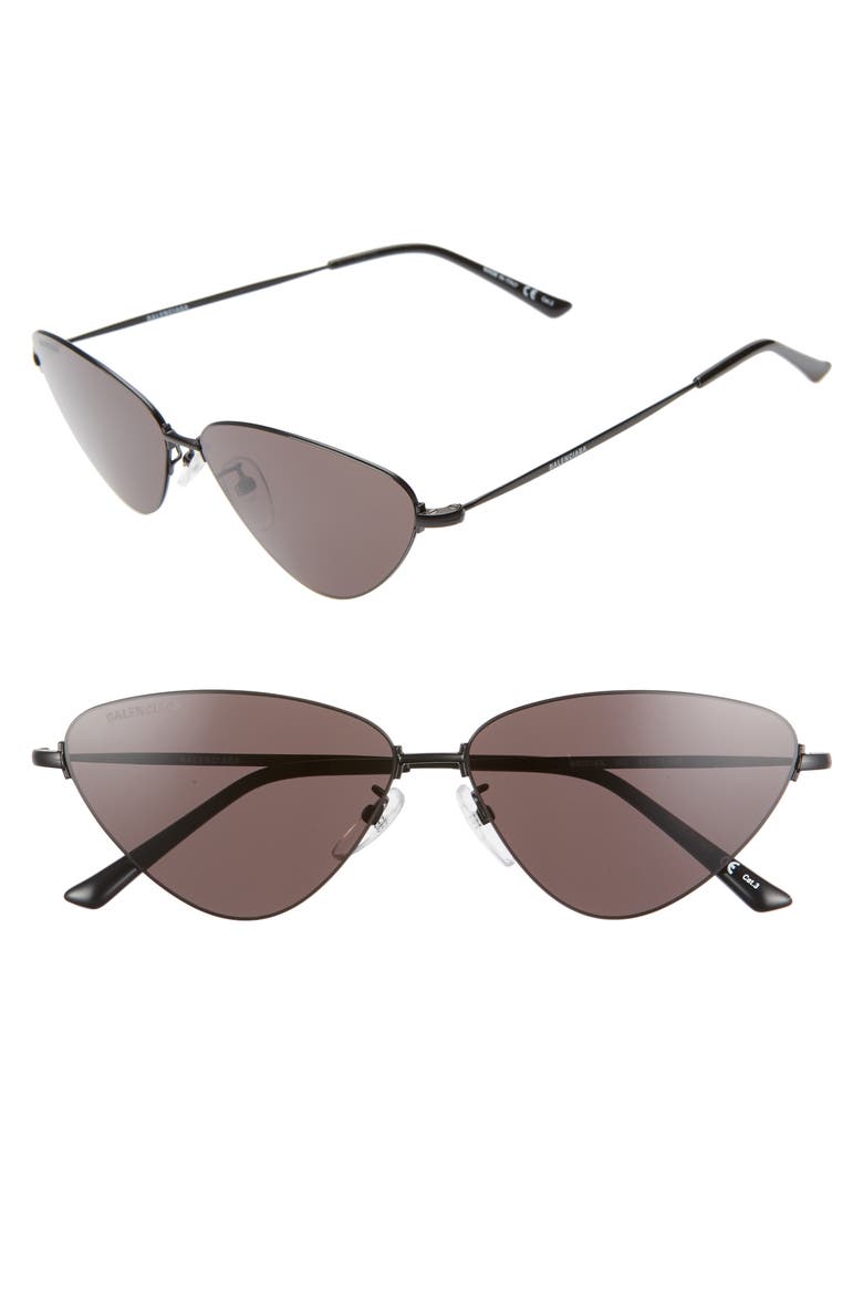 61mm Cat Eye Sunglasses, Main, color, SEMI-MATTE BLACK/ GREY