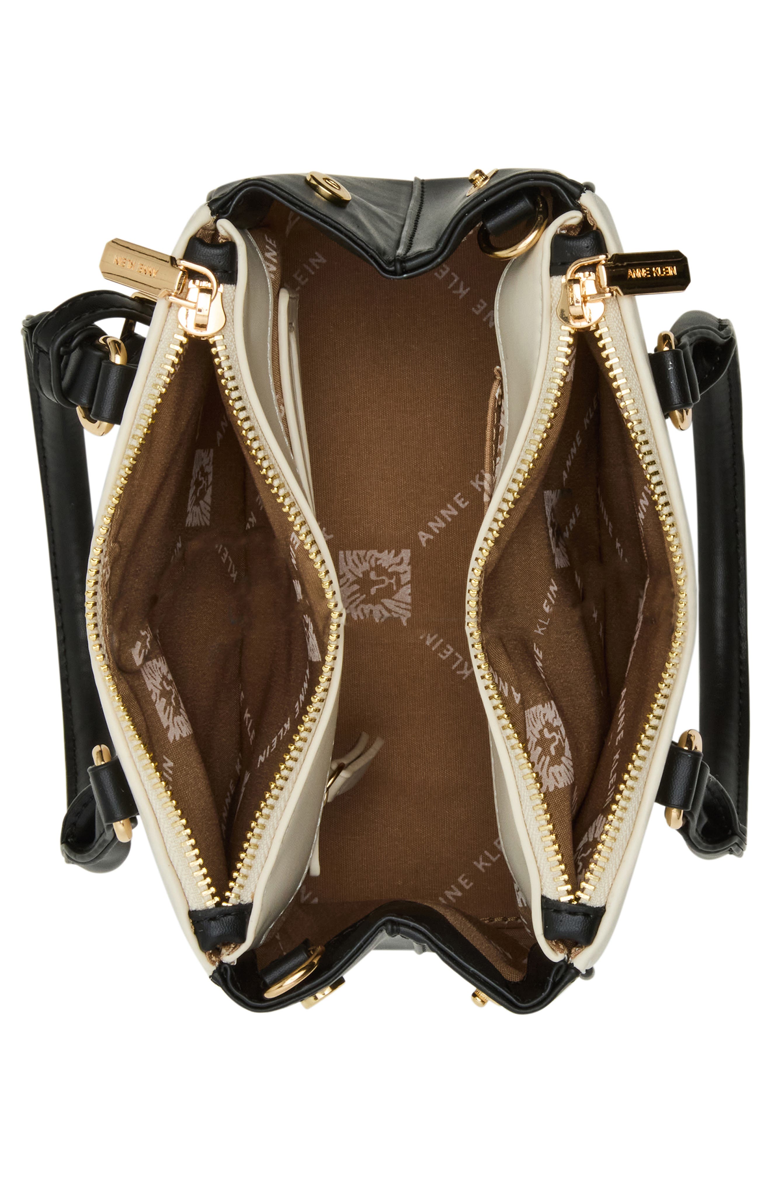 Anne Klein Mini Satchel Bag, Alternate, color, Parchment/Black