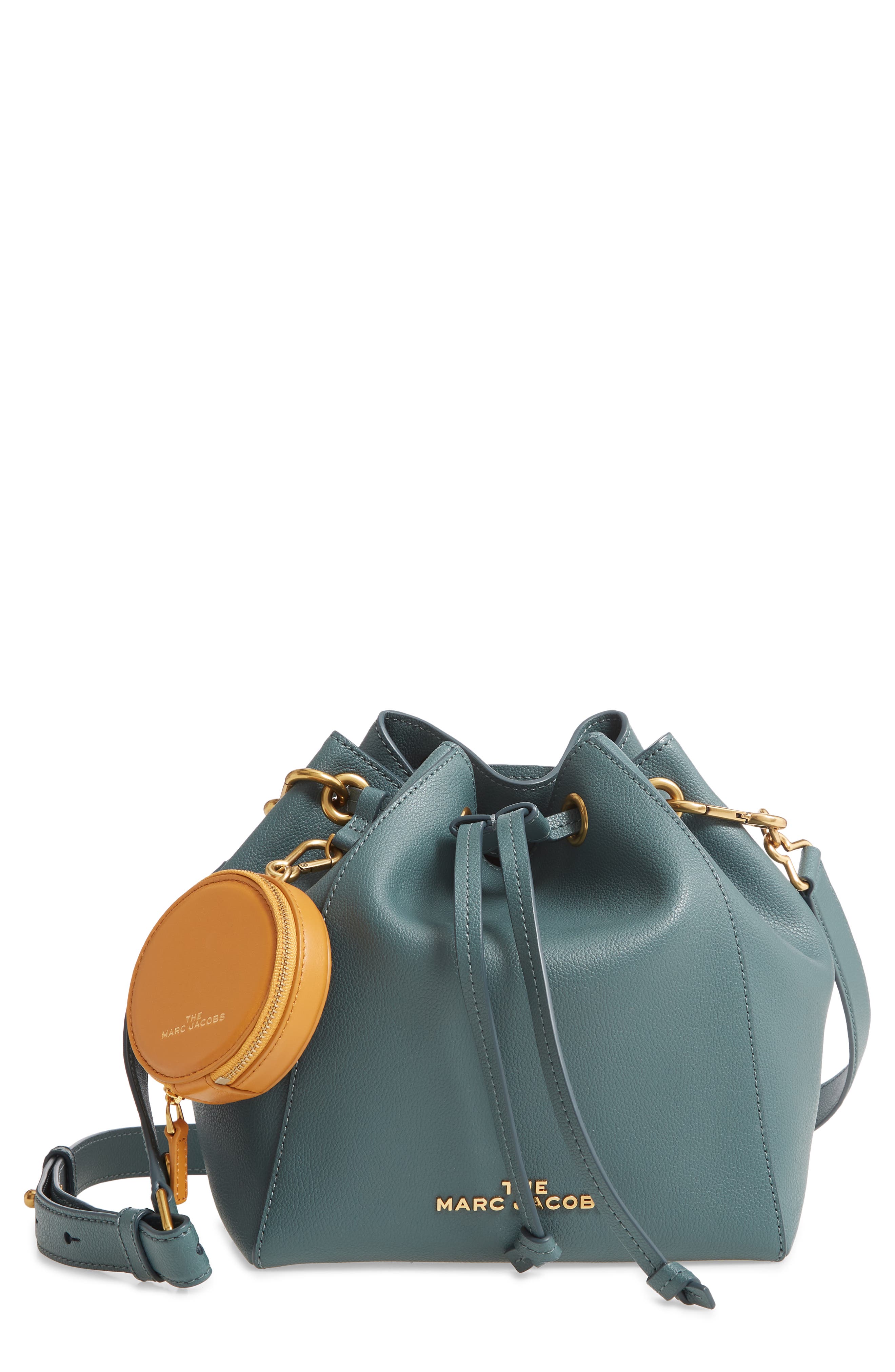The Marc Jacobs The Bucket Bag Leather Crossbody Bag, Main, color, ARMORY BLUE
