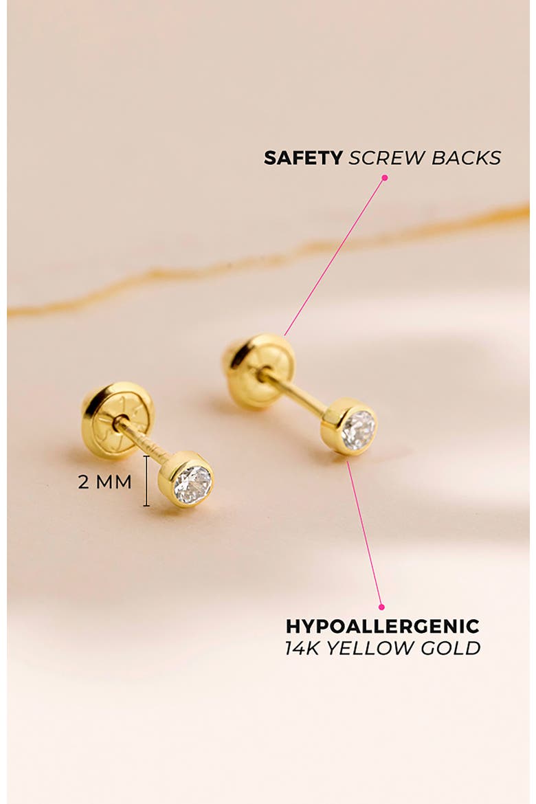 14k Bezel Set Diamond Earrings, Alternate, color, Gold